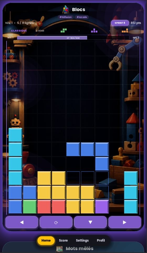 Le mini-jeu Blocs dans l'application Scroll Games