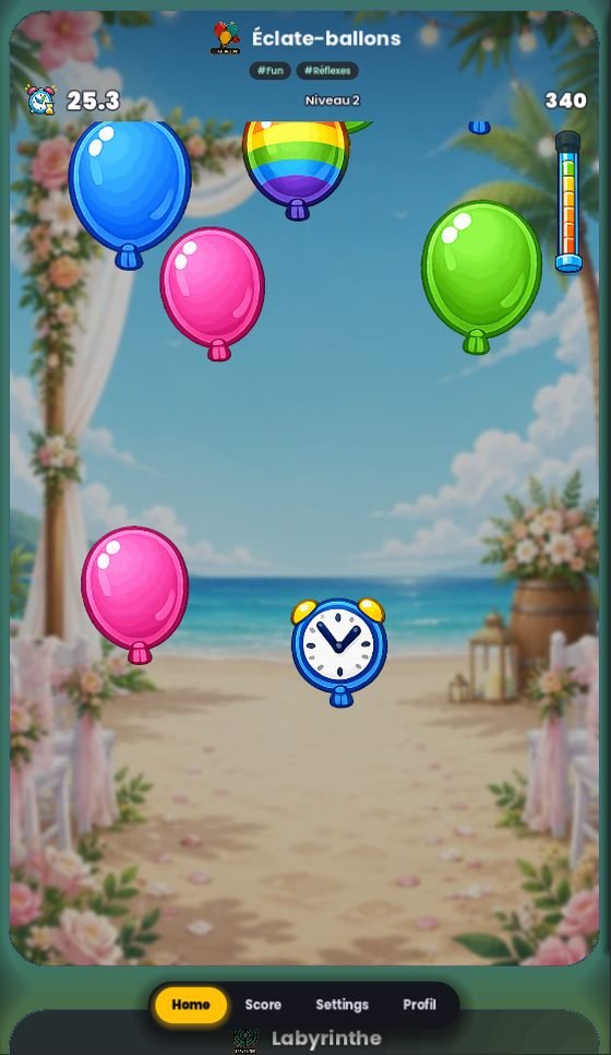 Le mini-jeu Éclate-ballons dans l'application Scroll Games