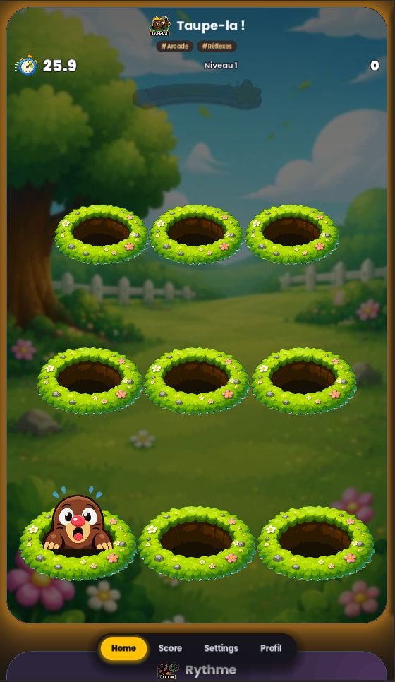 Le mini-jeu Taupe-la ! dans l'application Scroll Games