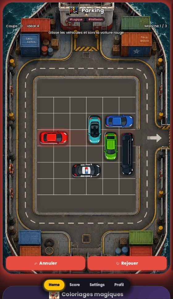 Le mini-jeu Parking dans l'application Scroll Games