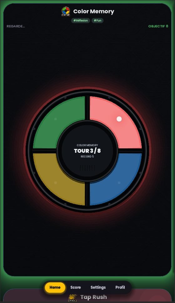 Le mini-jeu Color Memory dans l'application Scroll Games