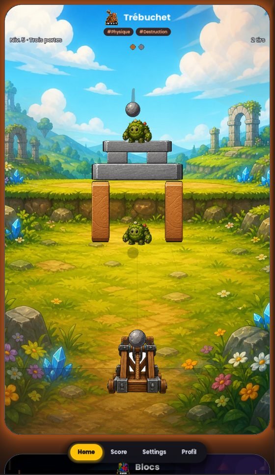 Le mini-jeu Trébuchet dans l'application Scroll Games
